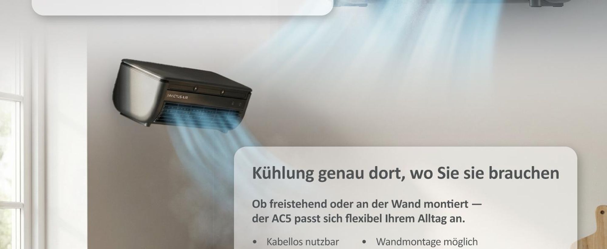 Genius INVICTUS AIR AC5 Luftkühler kabellos, mit Wasserkühlung & Halbleiter-Kühlplatte, Fernbedienung, 3 Stufen, 260 ml Wassertank, bis zu 8 Std.