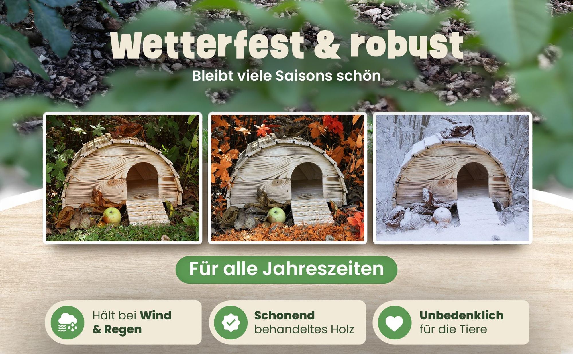 Igelhaus Igelhütte zooprinz Knut | Winterfest | Wetterfest | Geflammt | 40 x 25 x 35 cm | Igelrampe Labyrintheingang | Massivholz