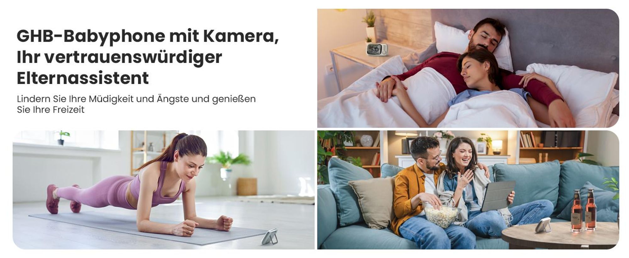 Babyphone mit Kamera 3,2 Zoll Babyphone mit Temperaturüberwachung, Zwei-Wege-Gegensprechanlage, Schlaflied, VOX