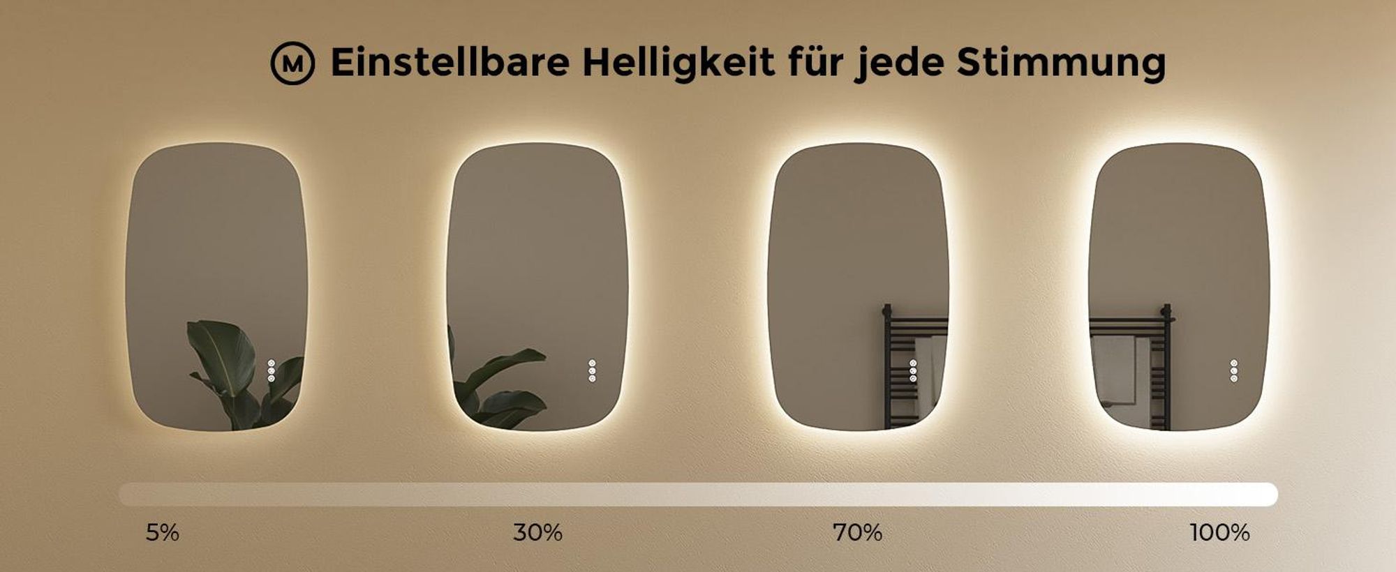 S'AFIELINA 95×60 cm Badspiegel mit Beleuchtung Oval LED spiegel mit Touch-Schalter, Dimmbar 3 Lichtfarbe Einstellbare, Beschlagfrei, Memory-Funktion