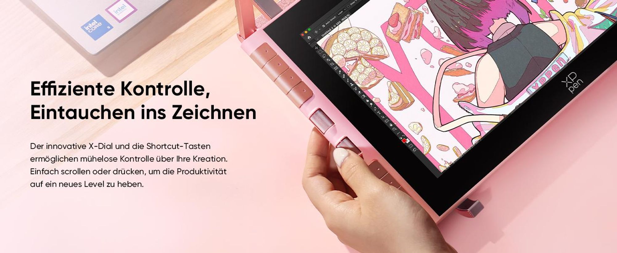 XPPen Artist 12 3rd Pink 11,9 Zoll Grafikmonitor, batterieloser Stift mit 16384 Druckstufen, Doppel-Drehräder für digitale Künstler
