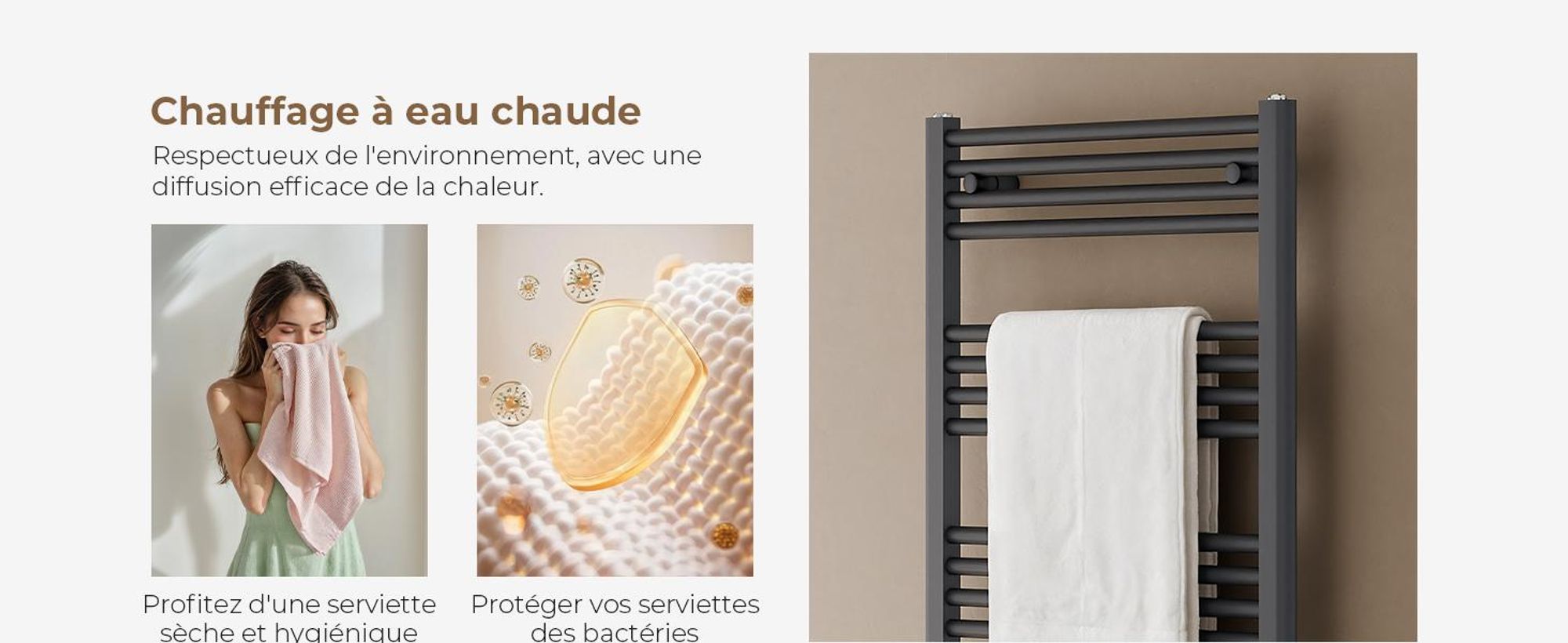 S'AFIELINA 160 x 50cm Radiateur sèche-serviettes Radiateur sèche-serviettes Raccord central Chauffe-serviettes droit Anthracite avec vanne,654W