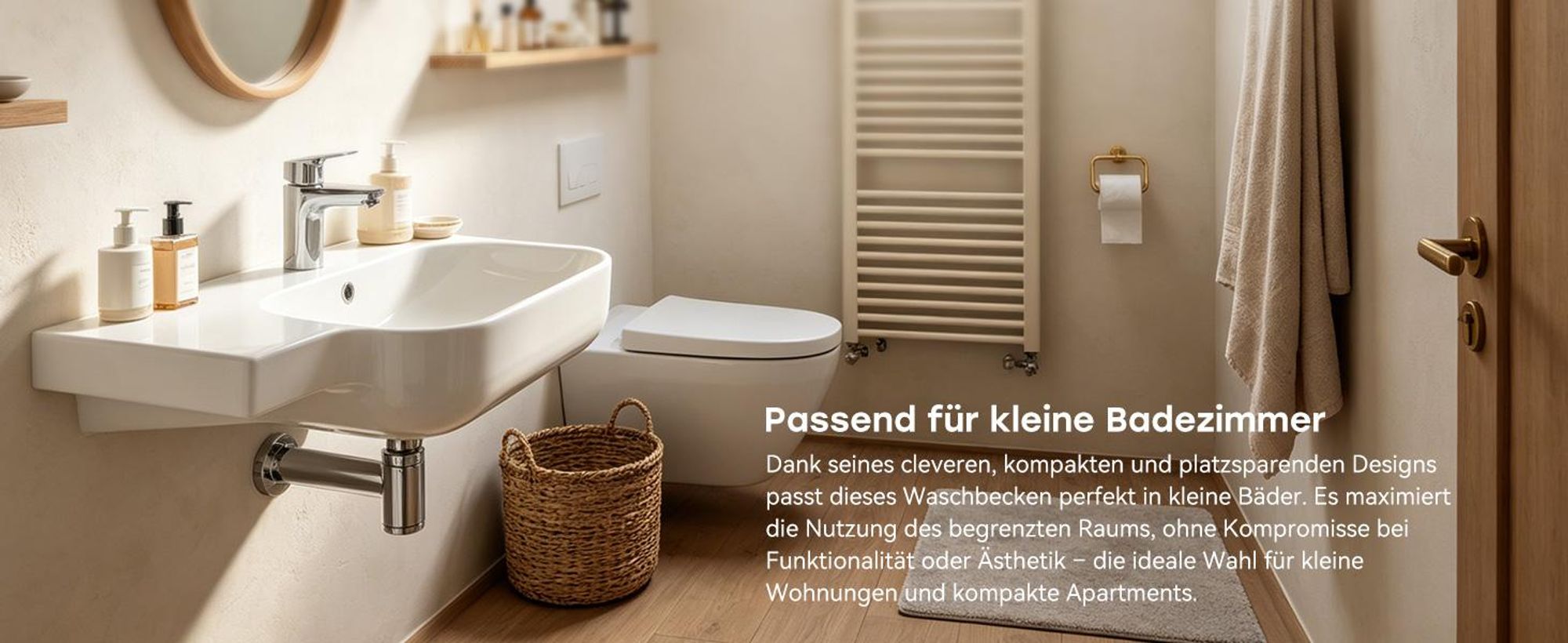 HOROW 72 x 45 cm wandmontage Waschbecken mit Ablage, Bad Hängewaschbecken Weiß Keramik mit Hahnloch und Überlauf
