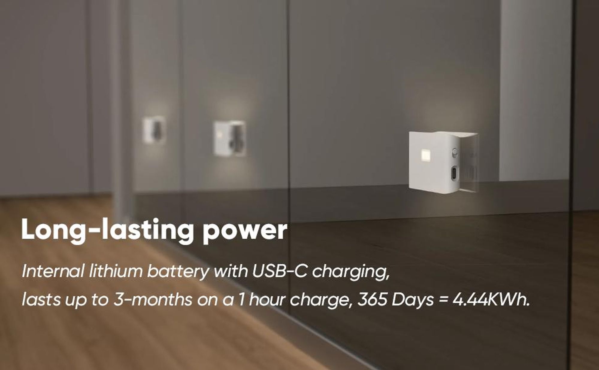 4x LED Nachtlicht mit Bewegungsmelder und Dämmerungssensor, USB-C (3000mAh), kabellose Schrankbeleuchtung, für Kinderzimmer, Treppe, Schlafzimmer,Flur