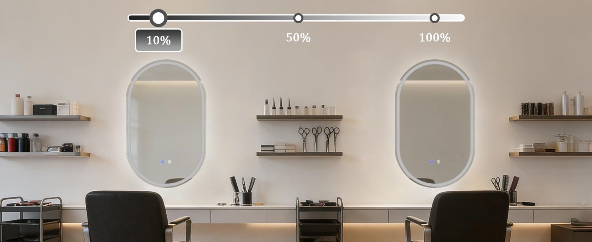 ZMH Spiegellampe LED Badspiegel lampe 50x80cm Spiegellampe Badezimmer Touch Schalter 3000K-6500K Badezimmerspiegel Lichtspiegel Dimmbar Oval