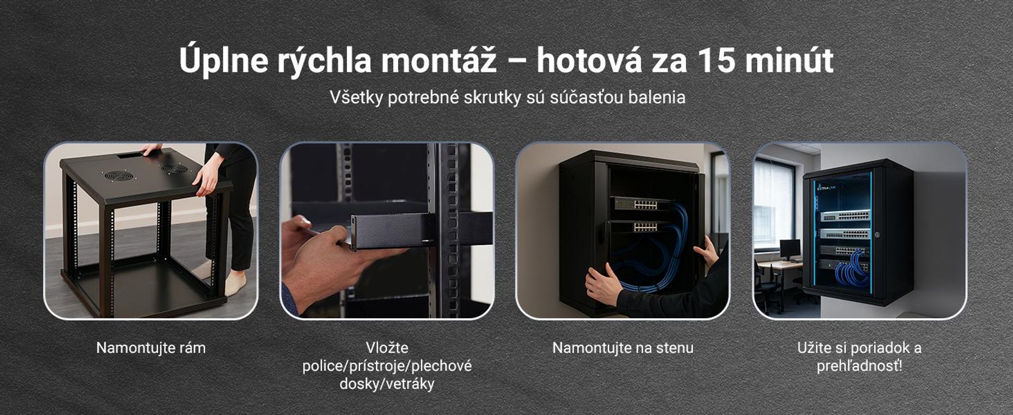 Extralink Rackmount-Schrank 6U 600x450 Grau Wandmontage - Wandmontiertes Regal - 6U - 60 kg - Sperrschloss - Ablageschienen - Grau