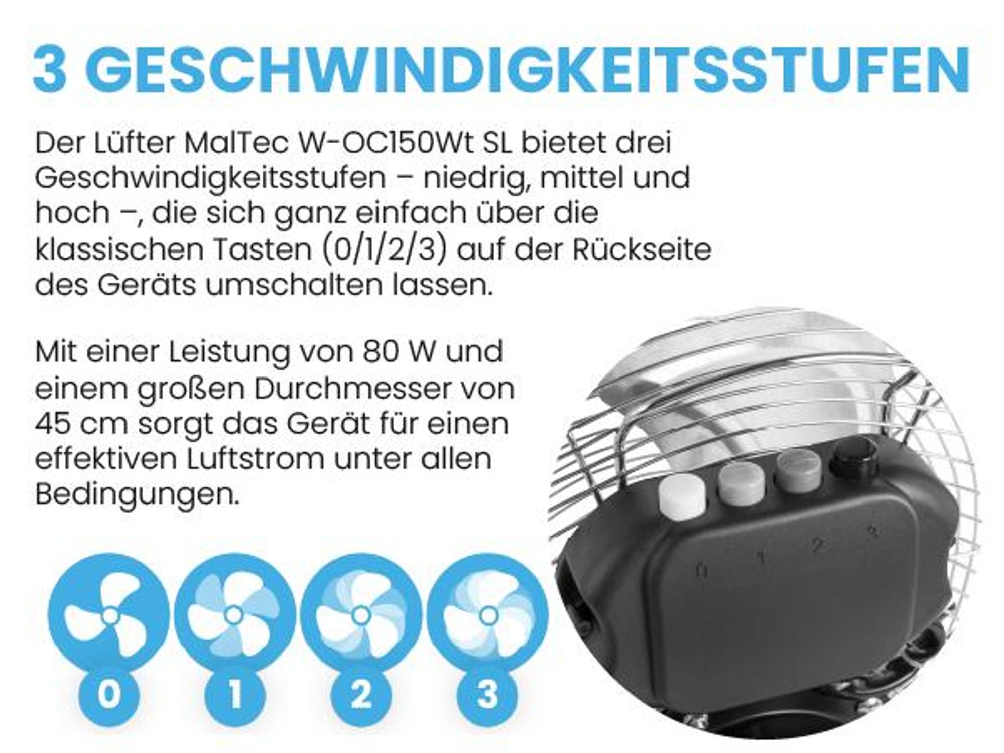 Bodenventilator Ventilator Windmaschine Luftkühler mit 3 Stufen