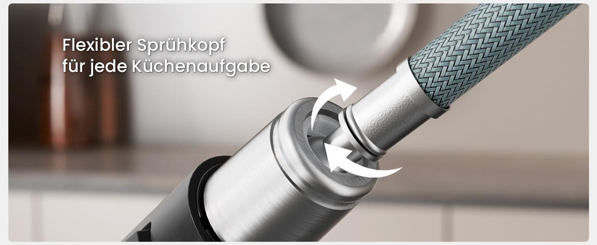 Ausziehbar Wasserhahn Küche Schwarz, 360° Drehbar Spültischarmatur, Cecipa Edelstahl Küchenarmatur, Einhandmischer, 2 Strahlarte  Wasserhahn Küche