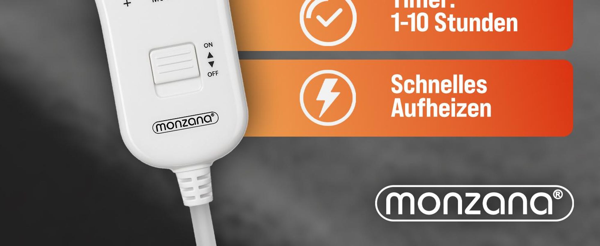 MONZANA® Elektrische Heizdecke 180x130cm 120W 10 Heizstufen 10h Timer Abschaltautomatik Überhitzungsschutz waschbar Teddy Fleece Wärmedecke für Bett