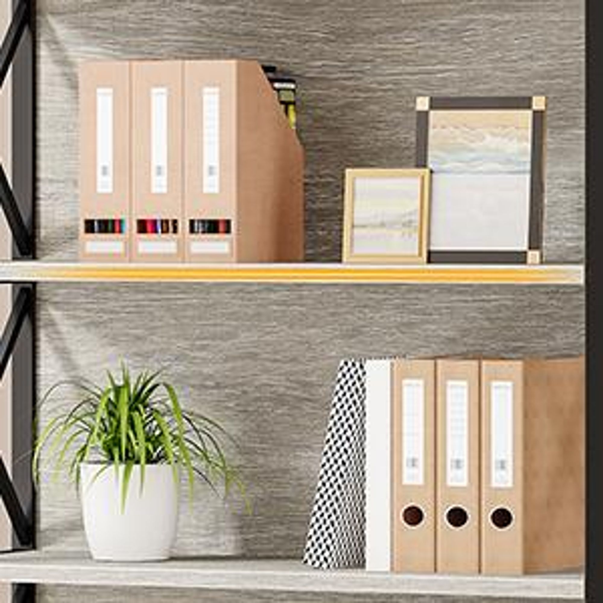 Tribesigns 6-stöckiges Bücherregal, 180 cm hohes Industrie-Bücherregal, 5 Ablagen, hohes Bücherregal für Homeoffice, Schlafzimmer, Grau und Schwarz