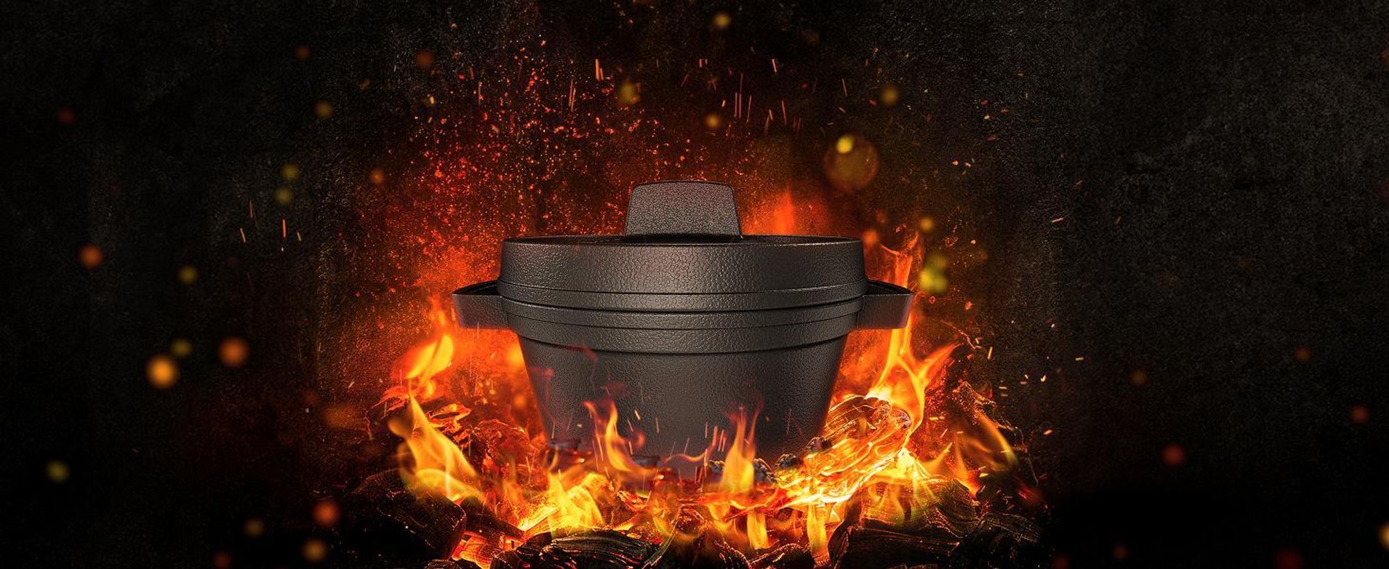 GUSSKÖNIG Dutch Oven Set Mini mit Holz-Untersetzer - 4x 300ml Gusseisen Mini Topf mit Deckel
