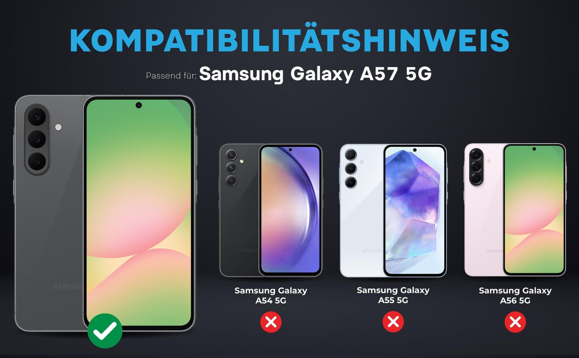 Kompatibilitätshinweise Kameraglas für Samsung Galaxy A57 5G