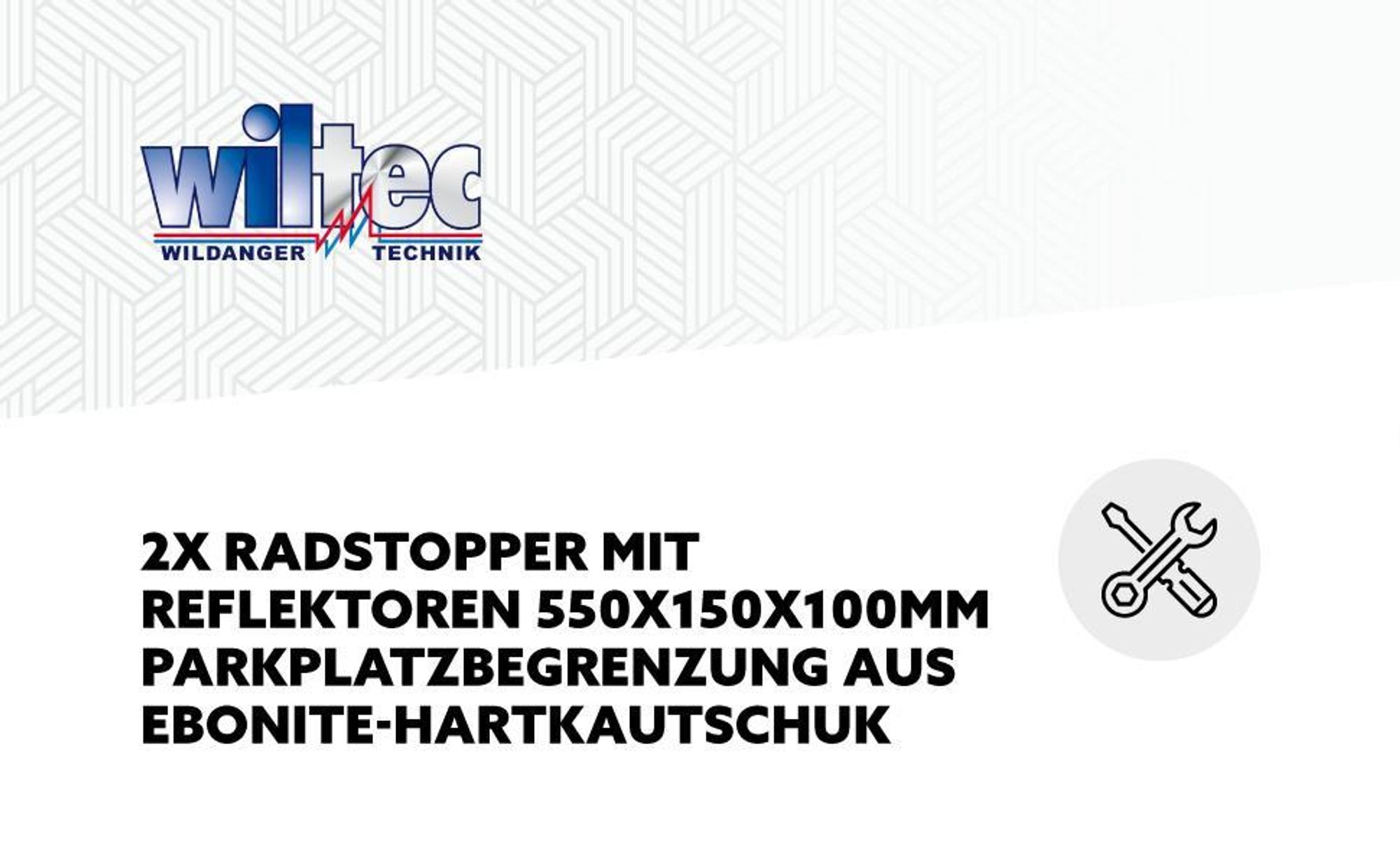 Wiltec 2x Radstopper mit Reflektoren 550 x 150 x 100 mm, Parkplatzbegrenzung aus Ebonite-Hartkautschuk, Einparkhilfe zur Bodenmontage, Überfahrschutz