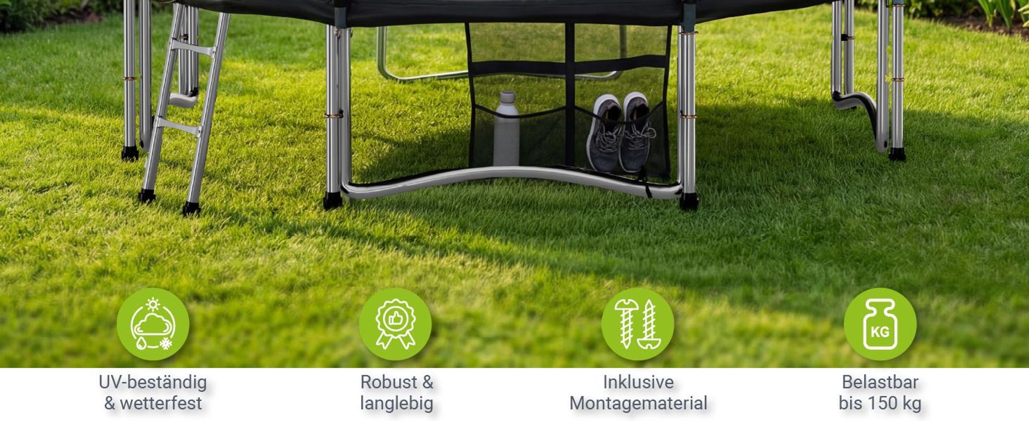 Juskys Trampolin JumpMaster L Ø 305 cm mit Sicherheitsnetz & Leiter