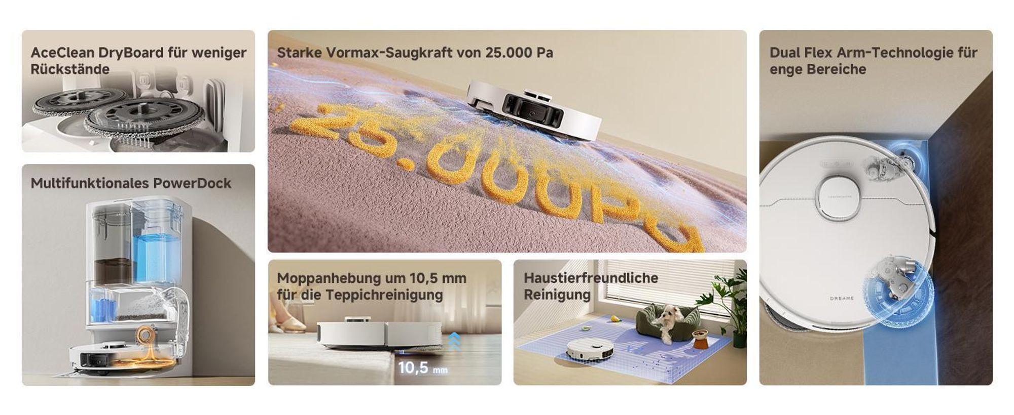 Dreame L10s Ultra Gen3 Staubsauger Roboter mit Wischfunktion&Selbstreinigender Mopp,25KPa Saugleistung,Haustiermodus,All inOne Dock,Teppichreinigung