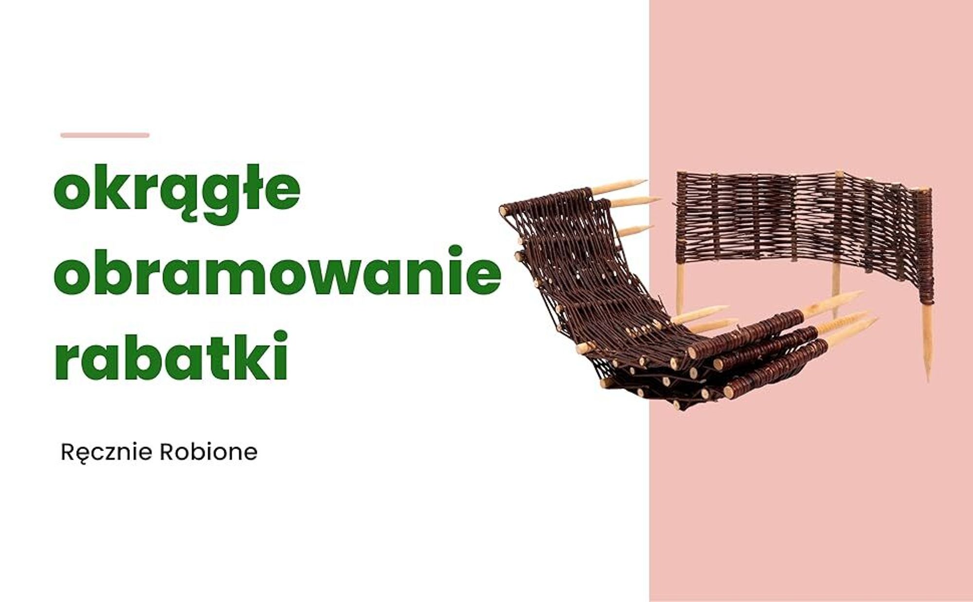 Ogrodzenia Wiklinowe Palisada Wiklinowa Okrągła Zestaw 4 sztuk 45x20 cm, Rabatka Ogrodowa, Obrzeże Trawnika, Naturalny Płotek Wiklinowy