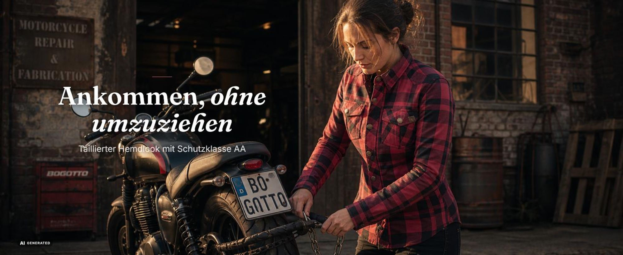 Bogotto Forgewood Damen Motorrad Hemd, schwarz/rot, S