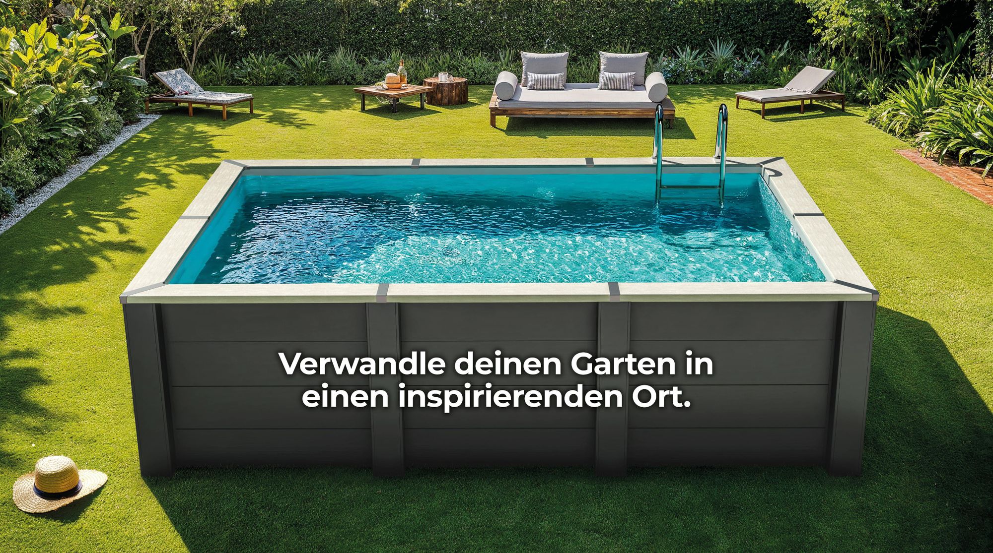 GRE Rechteckiger Composite-Pool KPCOR46T – 455 x 315 x 126 cm, Komplettset