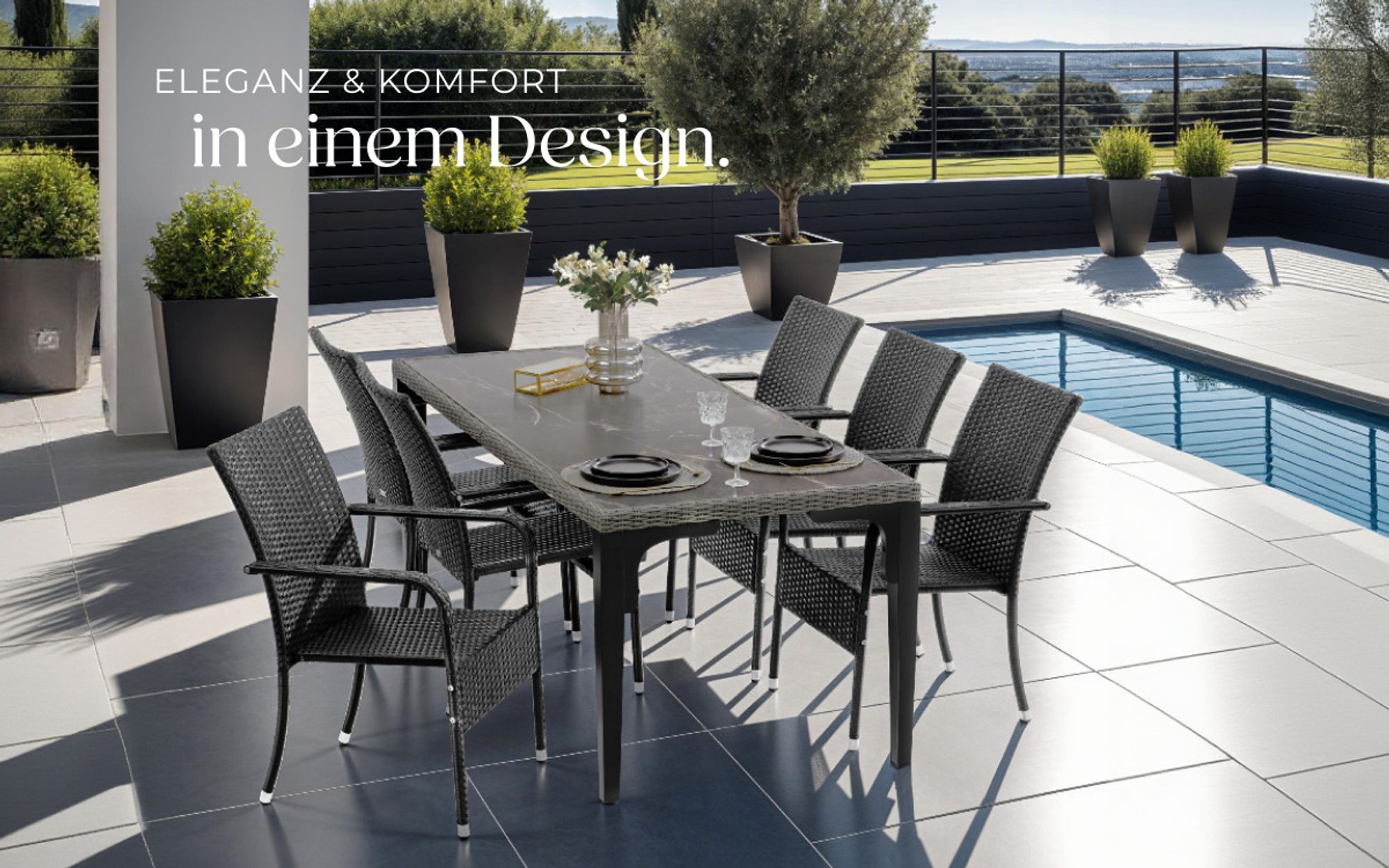 tectake® Rattanstuhl Girona widerstandsfähig 58 x 67 x 90 cm, Belastbarkeit 120 kg