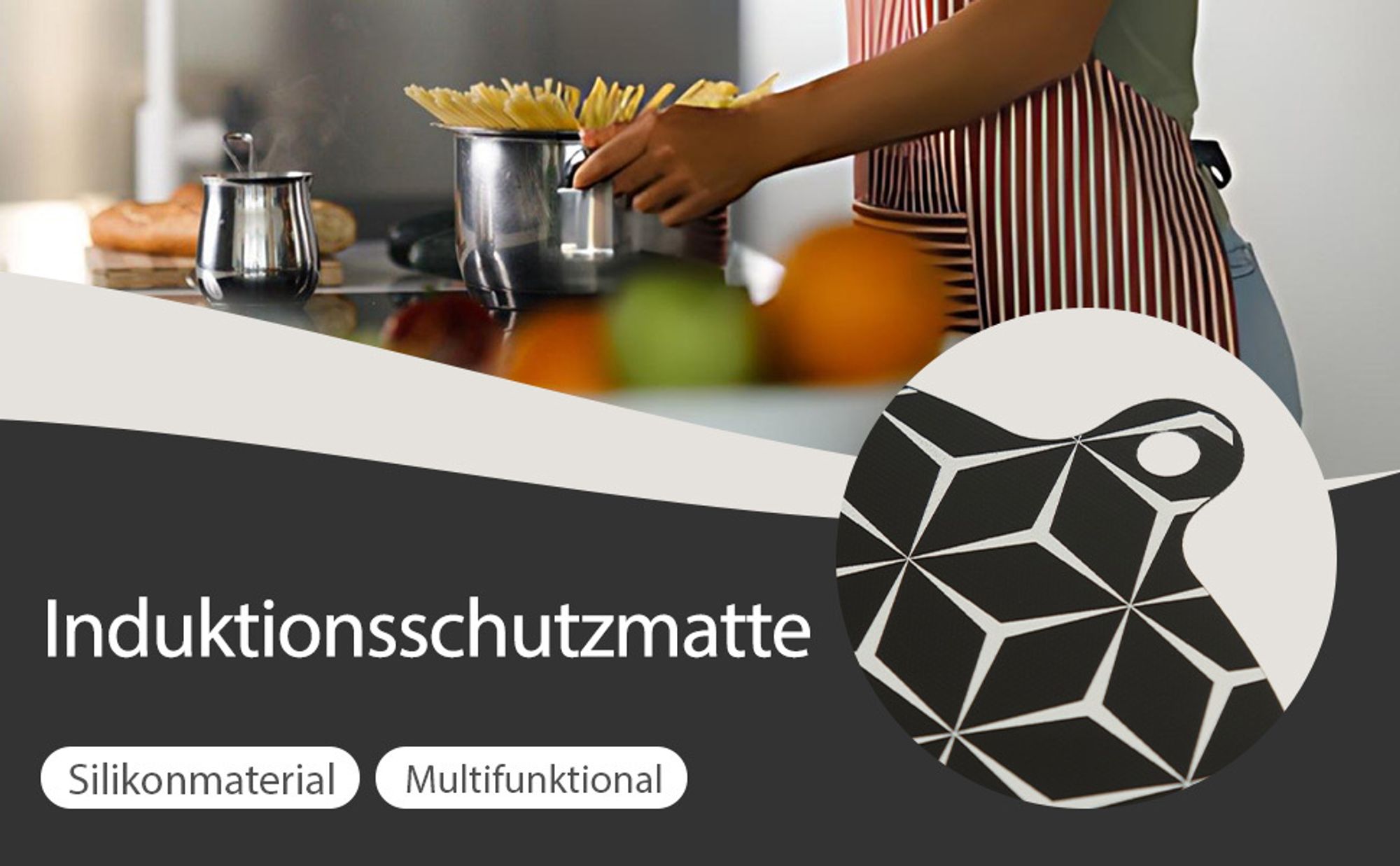 Meisterhome® Induktionsschutzmatte – Herdabdeckplatte - Herdabdeckung Induktionsfeld - Hitzeschutzmatte - Induktionsmatte für alle Größen - Silikon Matte - Induktion Schutzmatte, Model:Set 4
