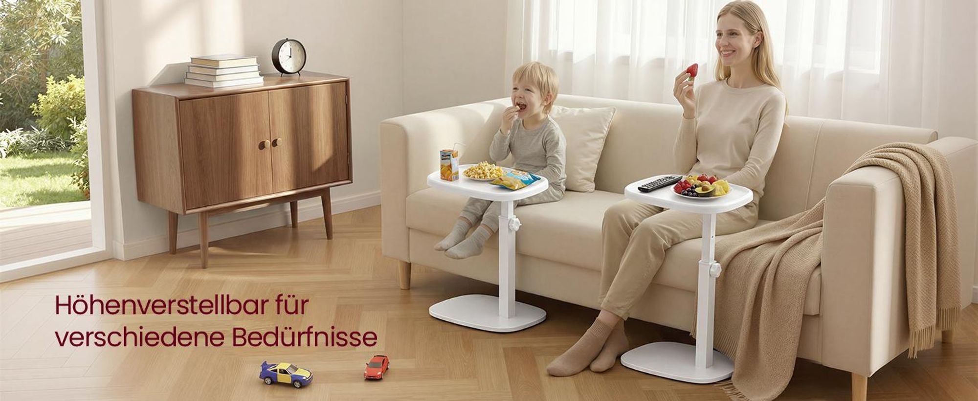 VASAGLE Sofatisch höhenverstellbar, C-Form Beistelltisch, Couchtisch für Wohnzimmer, 30 x 40 x 69 cm, weiß
