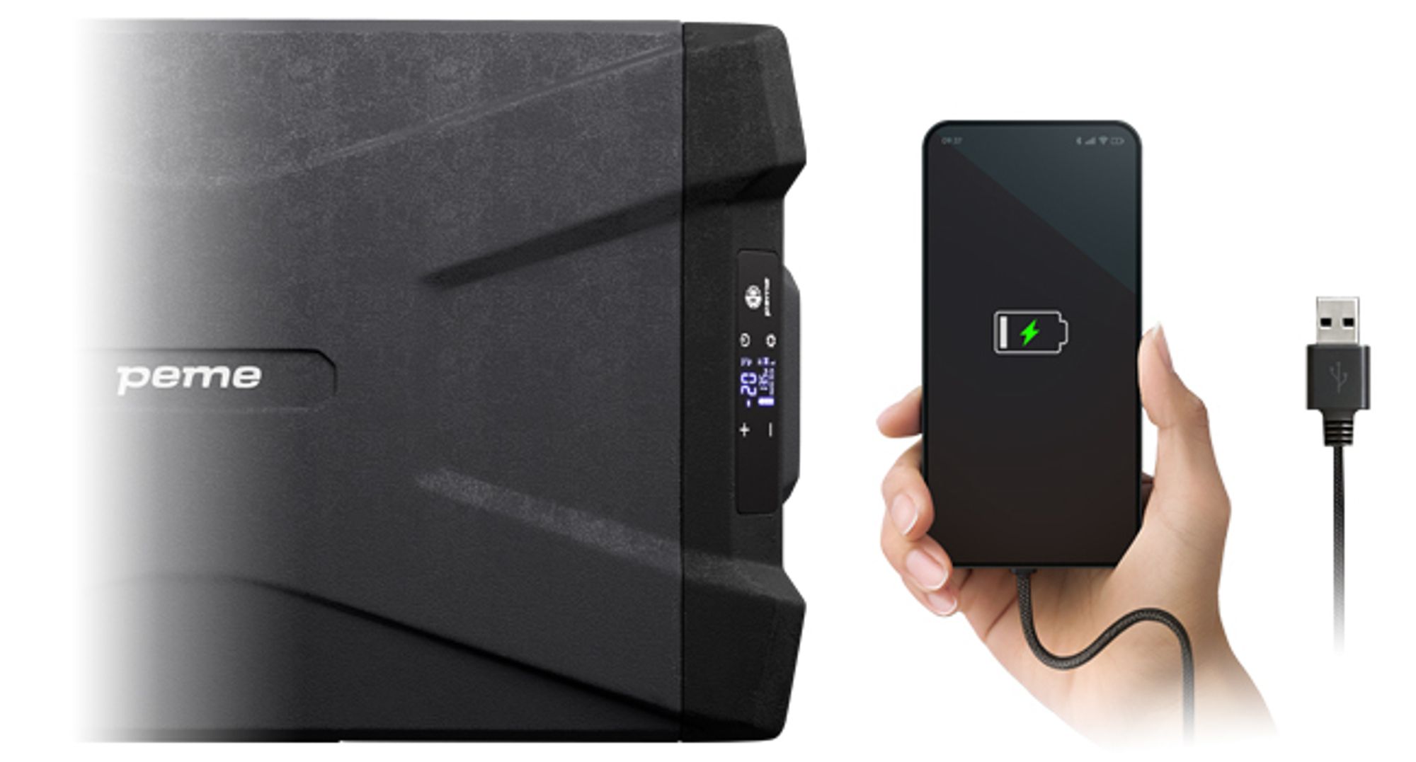 PEME Quest 40 Kompressor Kühlbox 35 L Elektrische Gefrierbox Autokühlschrank 12V 24V 230V LKW Camping Kühlschrank App Auto USB Innenbeleuchtung -20°C