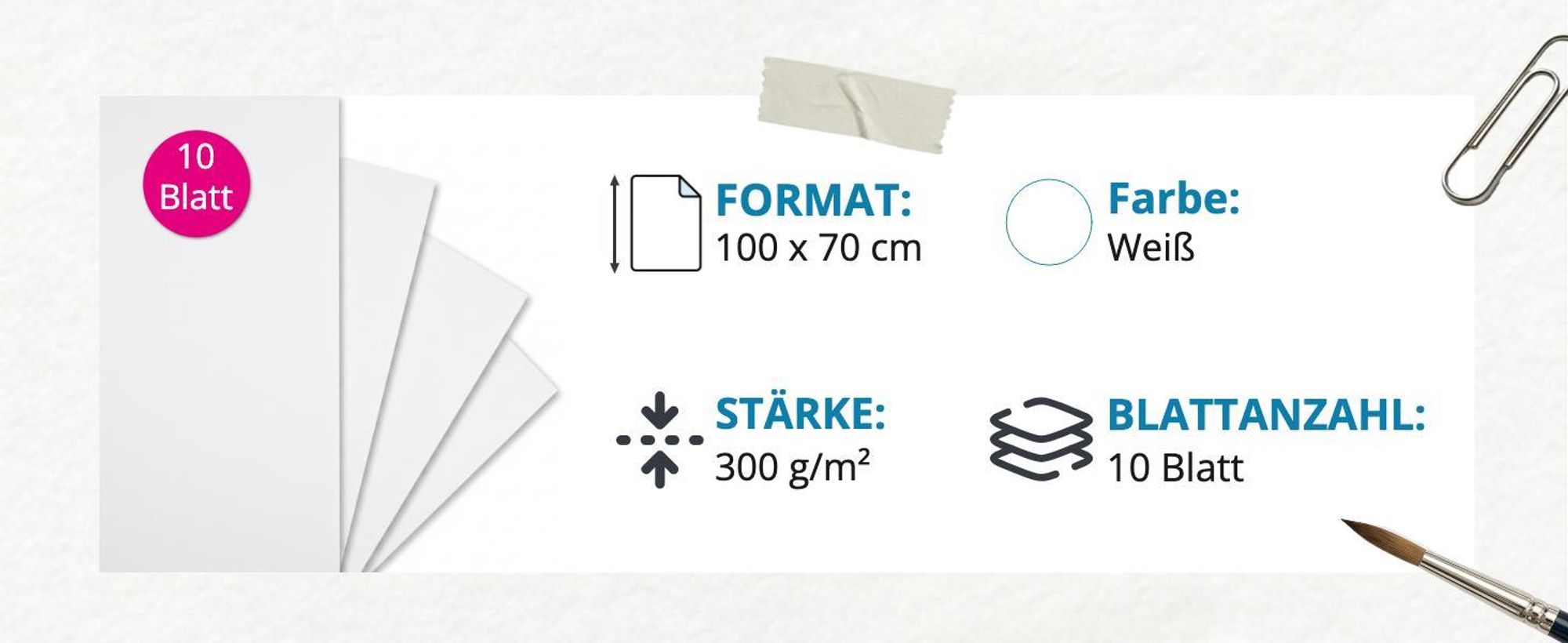 itenga Fotokarton, 100 x 70 cm, 300 g/qm weiß
