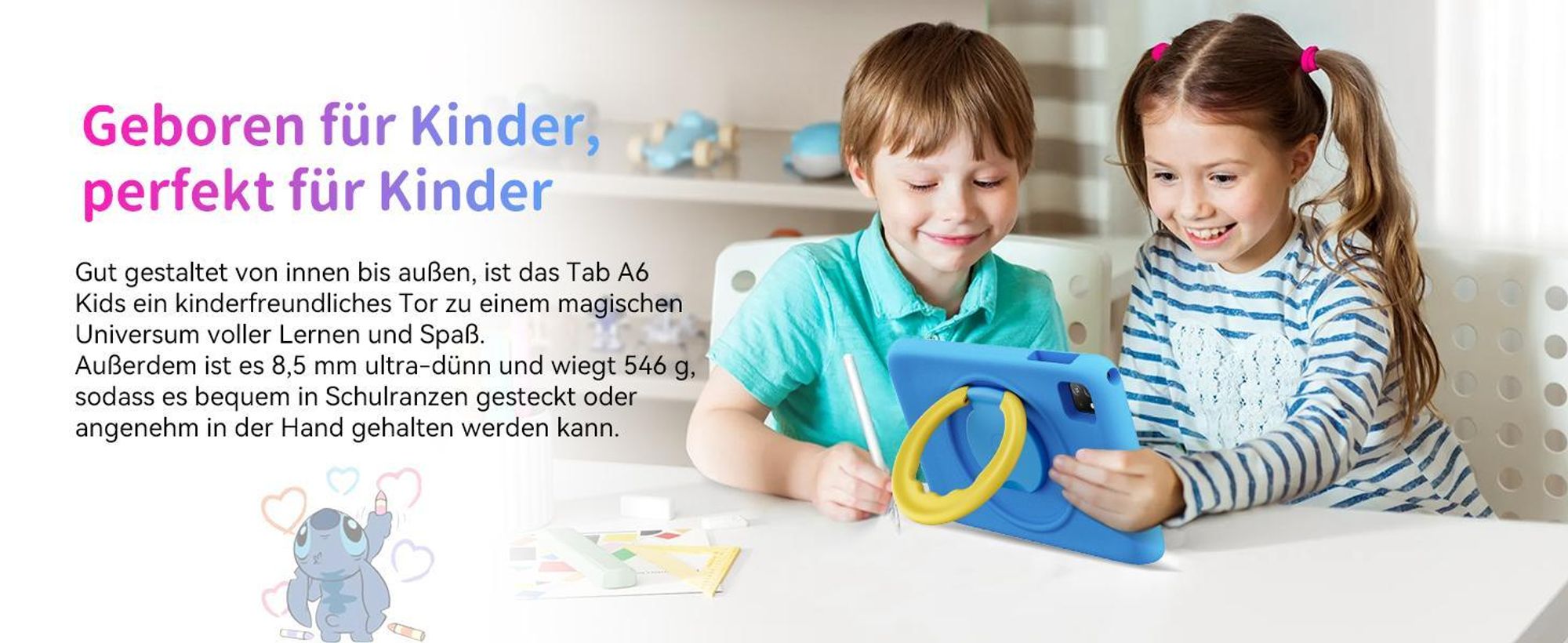 Blackview TabA6Kids 10“ Kinder Tablet, 1280*800, 12+128GB(1TB TF), WiFi 6, Octa Core Tablet für Kinder, Widevine L1, 5100mAh, BT 5.2, Elternkontrolle