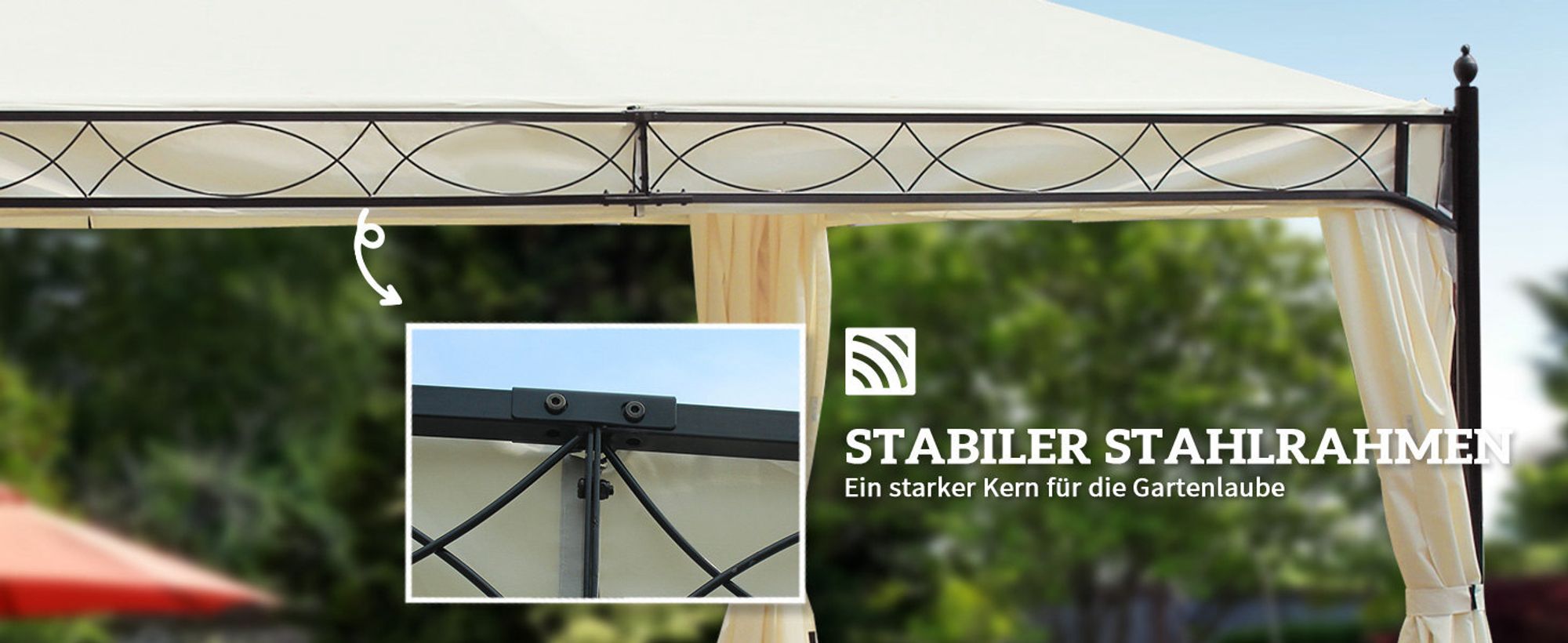 Outsunny Luxus Pavillon Gartenpavillon Partyzelt Festzelt Gartenzelt Pagode 3x4 m