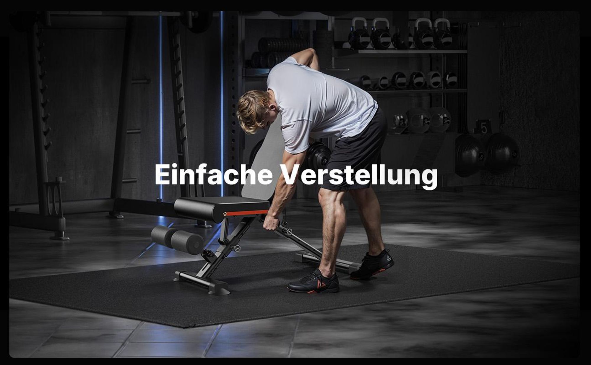Hantelbank klappbar, 450 kg belastbar, 9-fach verstellbare Rückenlehne, verstellbare Flach- und Schrägbank fürs Home Gym Merach, rutschfest