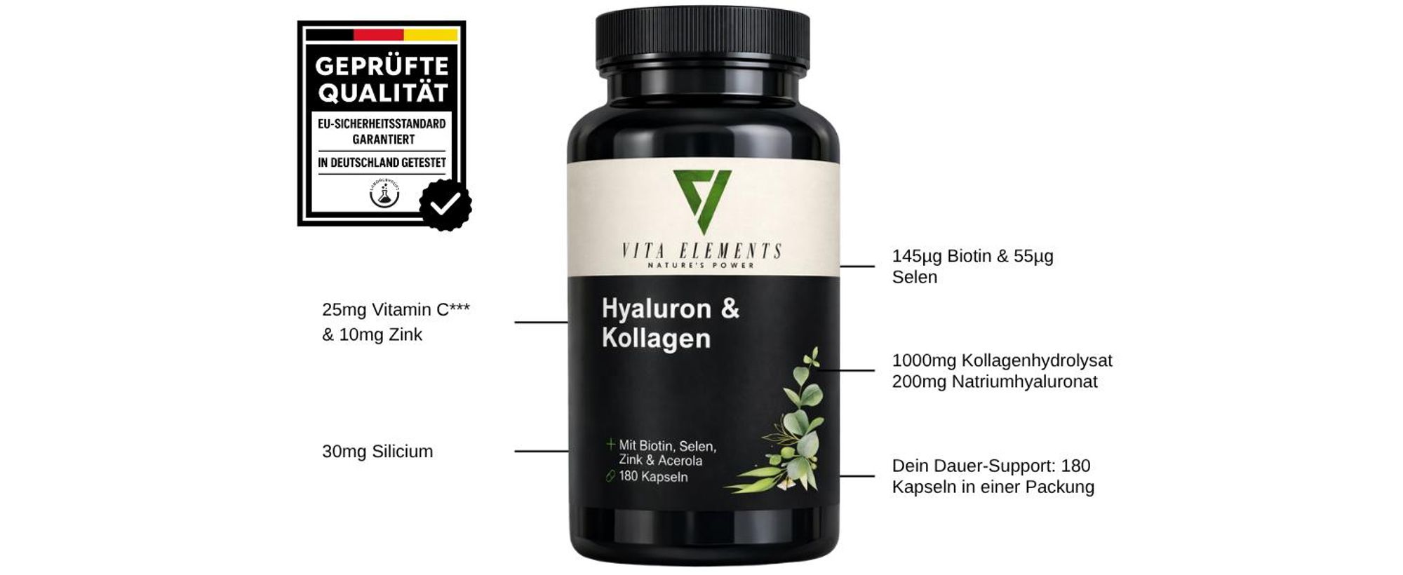 Vita Elements Hyaluron und Kollagen Produktdose