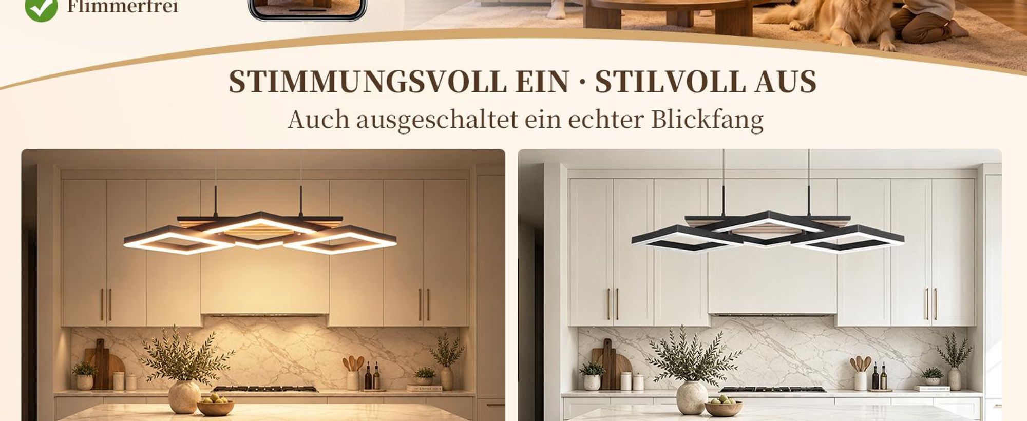 Suspension ZMH pour salle à manger, lampe pendante noire avec LED, 3 abat-jour, design bois, 58 cm, réglable en hauteur. Lampe pour table à manger, idéale pour la cuisine