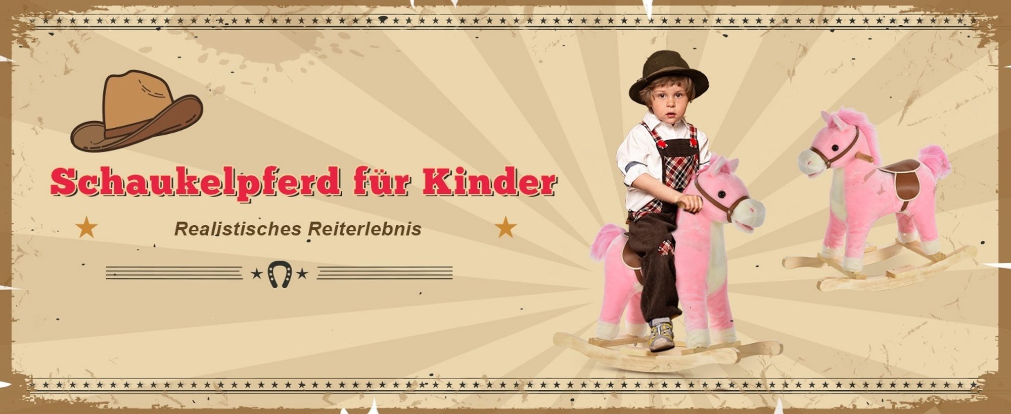HOMCOM Kinder Schaukelpferd Baby Schaukeltier Pferd mit Tiergeräusche Spielzeug Haltegriffe für 36-72 Monate Plüsch Rosa 65 x 32,5 x 61 cm