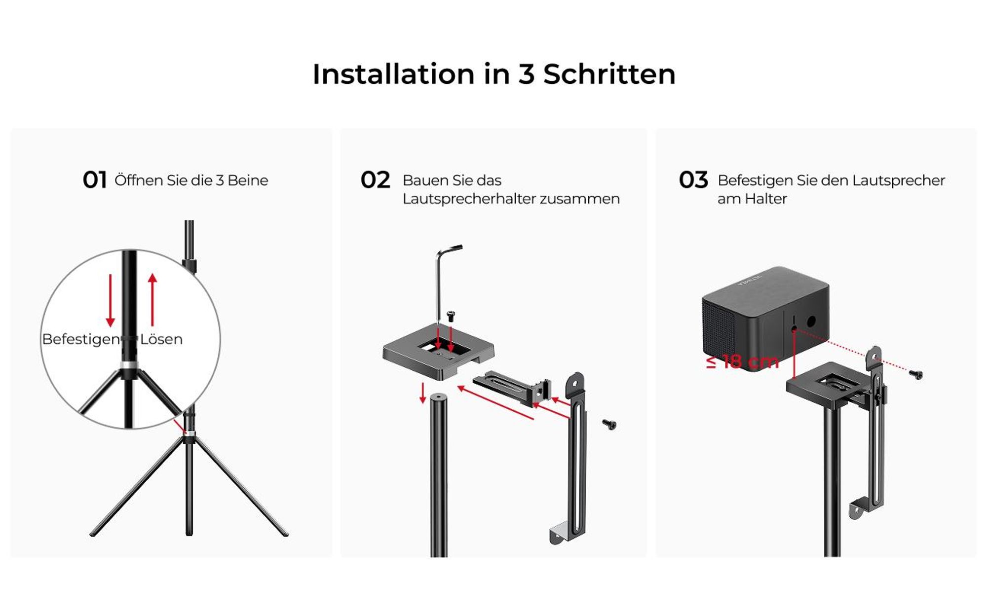 Ultimea Lautsprecherständer Steady 310 - 1 Paar Ständer für Poseidon und Skywave Serie Soundbar (bis 36,6 Zoll, Ausziehbar von 62 cm bis 93 cm