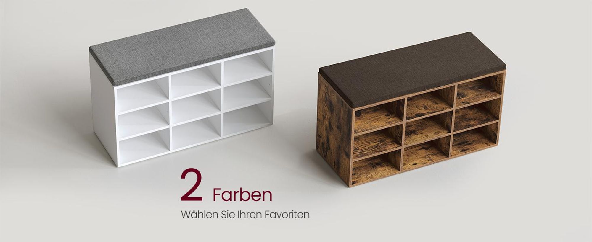 VASAGLE Schuhbank, Sitzbank, 9 Fächer, Länge 78,5 cm, Weiß
