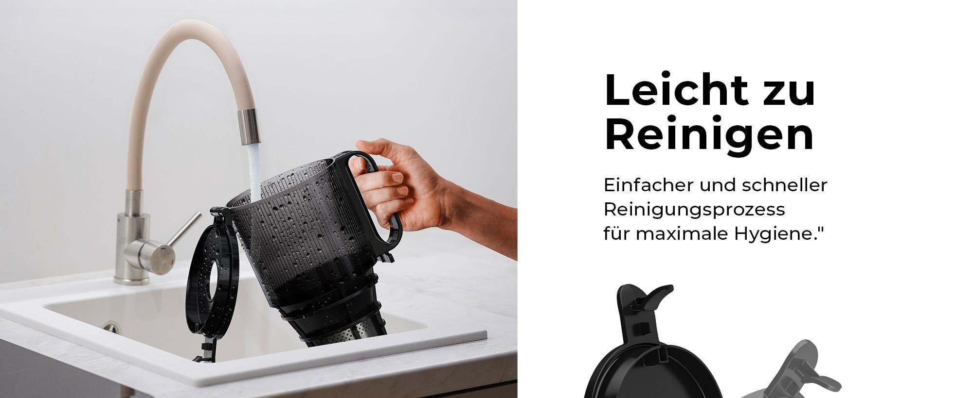 Balter Entsafter für Obst und Gemüse, 300W Saftpresse, Große 1300mm Einfüllöffnung inkl. Reinigungsbürste, Dreifach Filter, Leise, BPA-frei, Anthrazit
