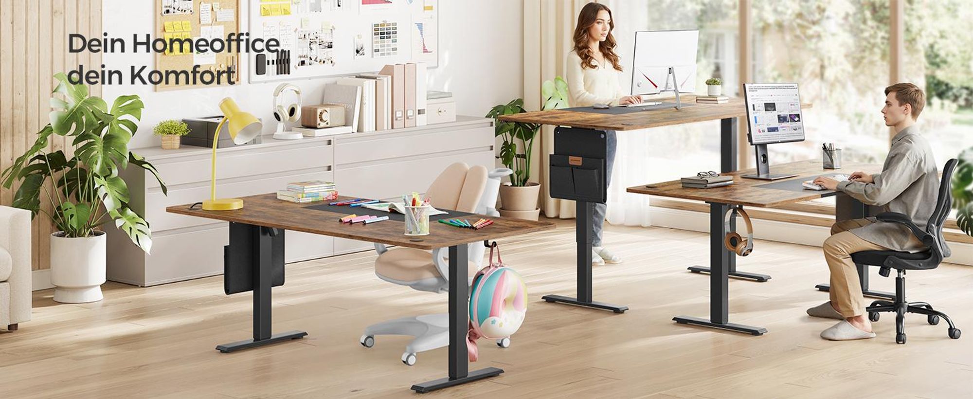 SONGMICS Höhenverstellbarer Schreibtisch elektrisch 160cm mit 4 Höhen