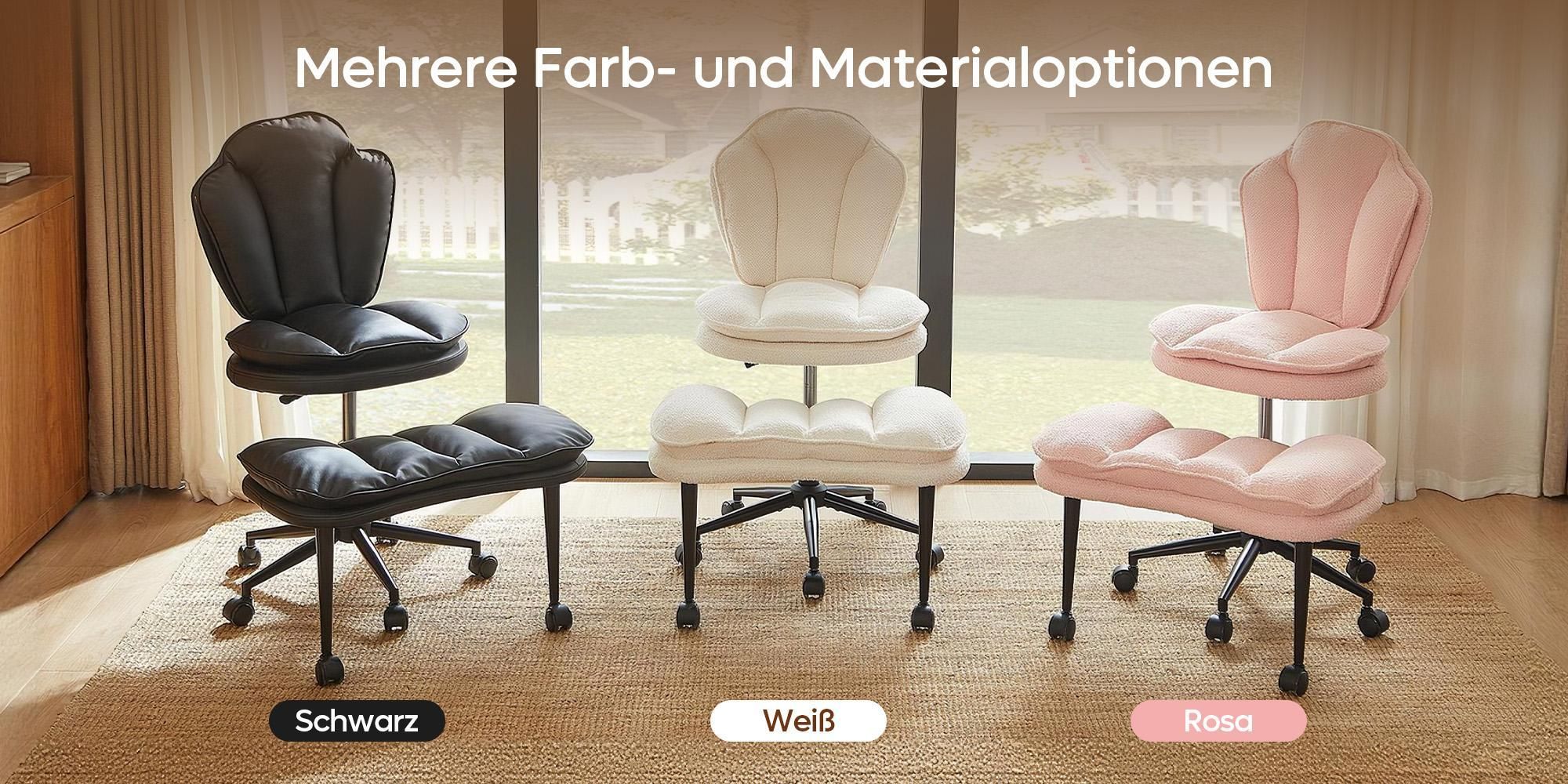 Bürostuhl Ergonomisch, Meditationsstuhl ergonomisch mit Rädern & Lordosenstütze, ADHS-Stuhl, Schreibtischstuhl Computerstuhl Chefsessel, Schwarz