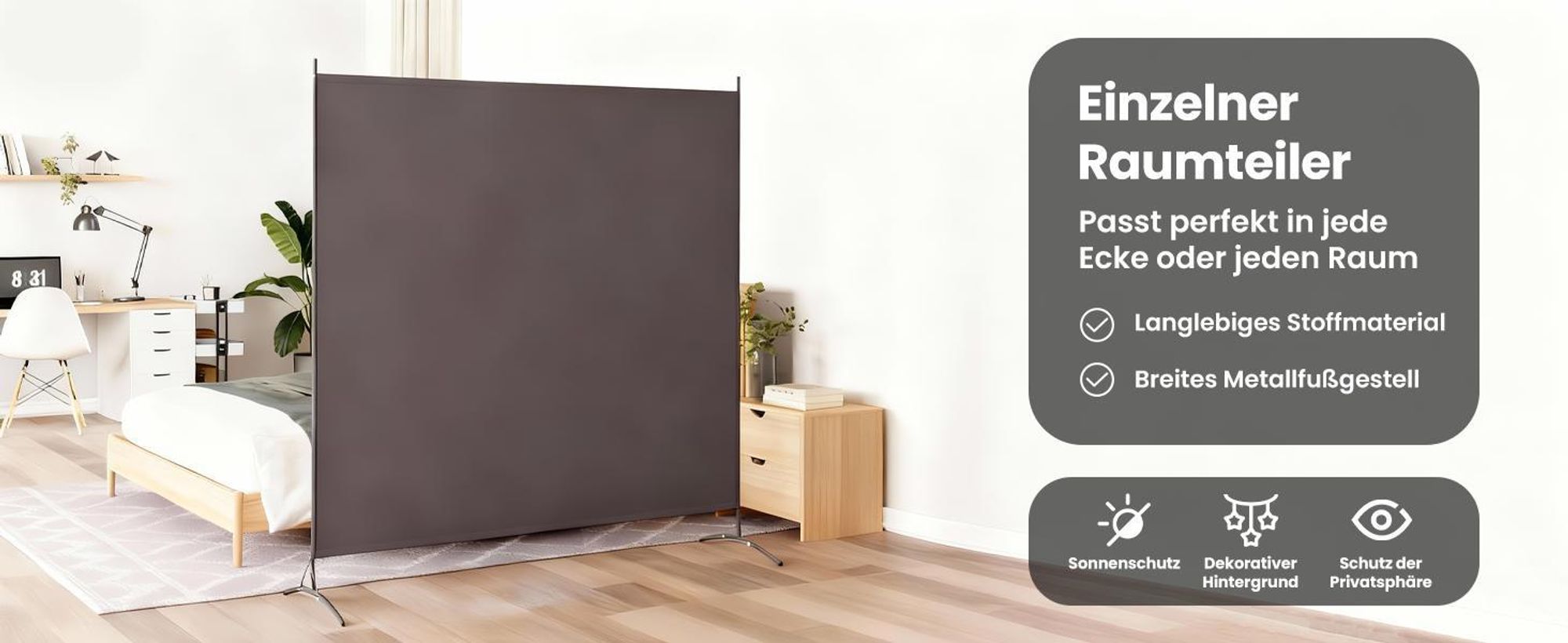 vidaXL Paravent Anthrazit 175x180 cm Stoff