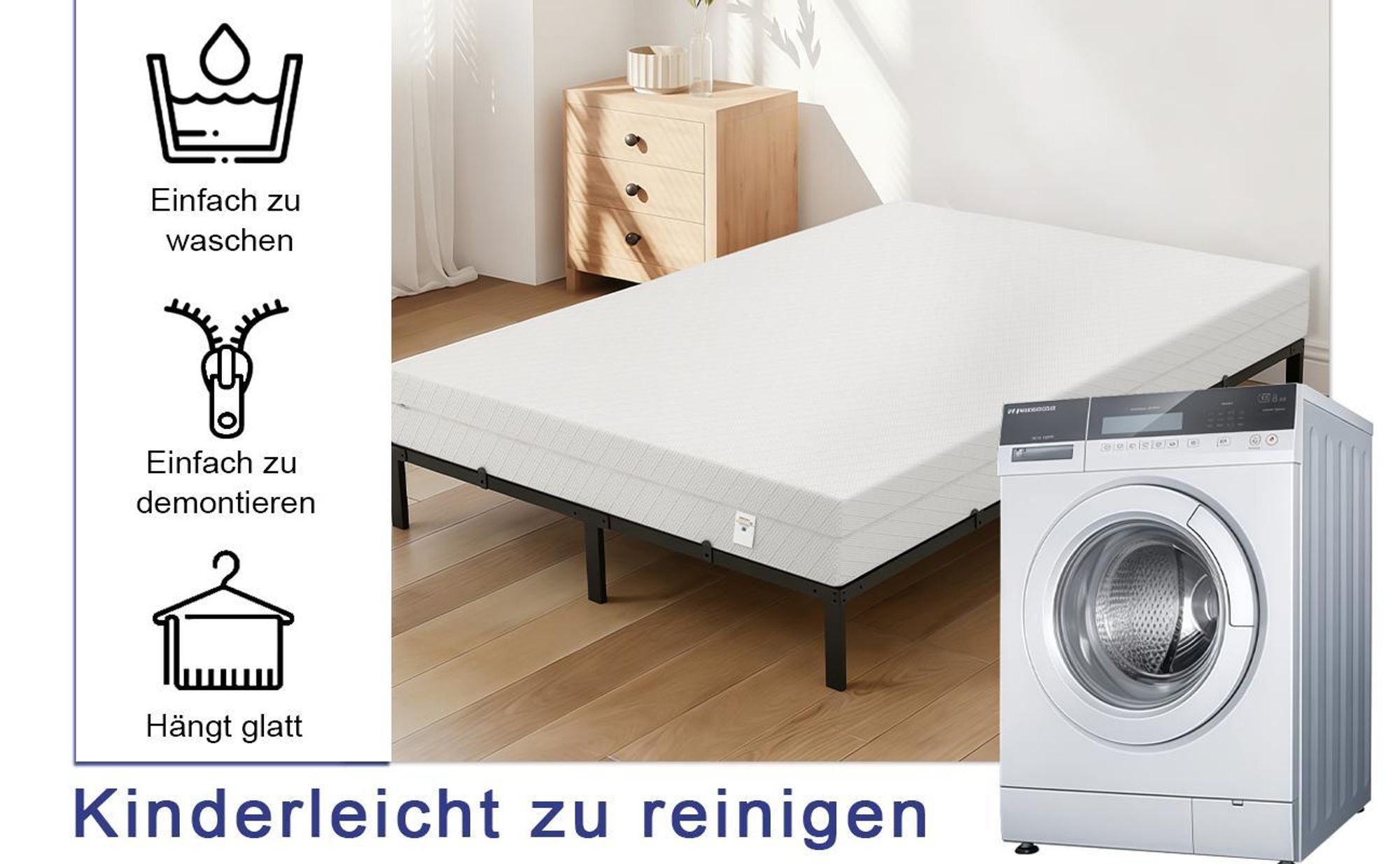 PFCTART Komfortschaummatratze, 140x200 cm, Höhe 20 cm, 7 Zonen, Härtegrad 3, H3, Schaummatratze, Matratze