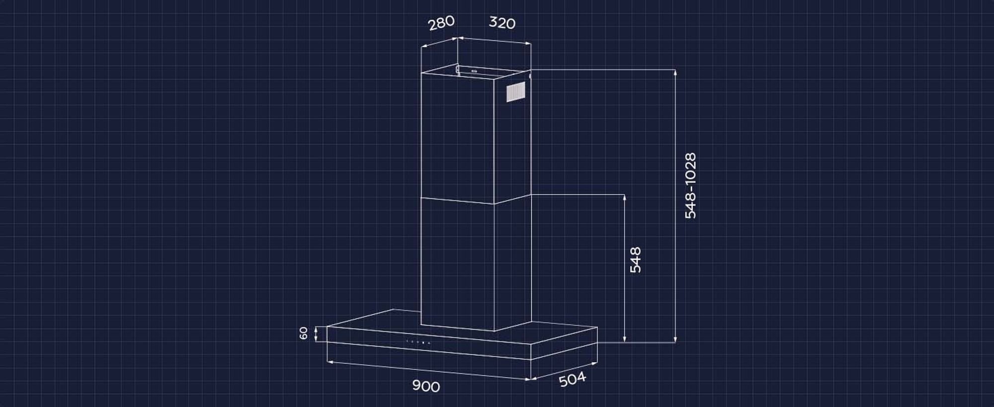 CIARRA A+++ 650 m³/h Dunstabzugshaube 90cm Wandhaube WIFI +APP & Touch Control Boost VMS9102