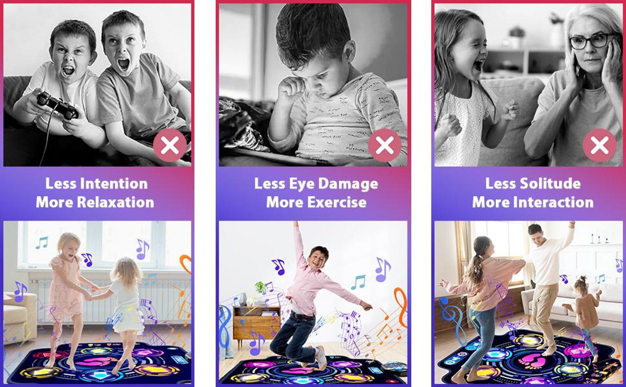 Tanzmatte, Musikmatte, 6-Tasten-Rhythmus-Step-Spielmatte, elektronisches Tanzpad mit Bluetooth, LED-Leuchten