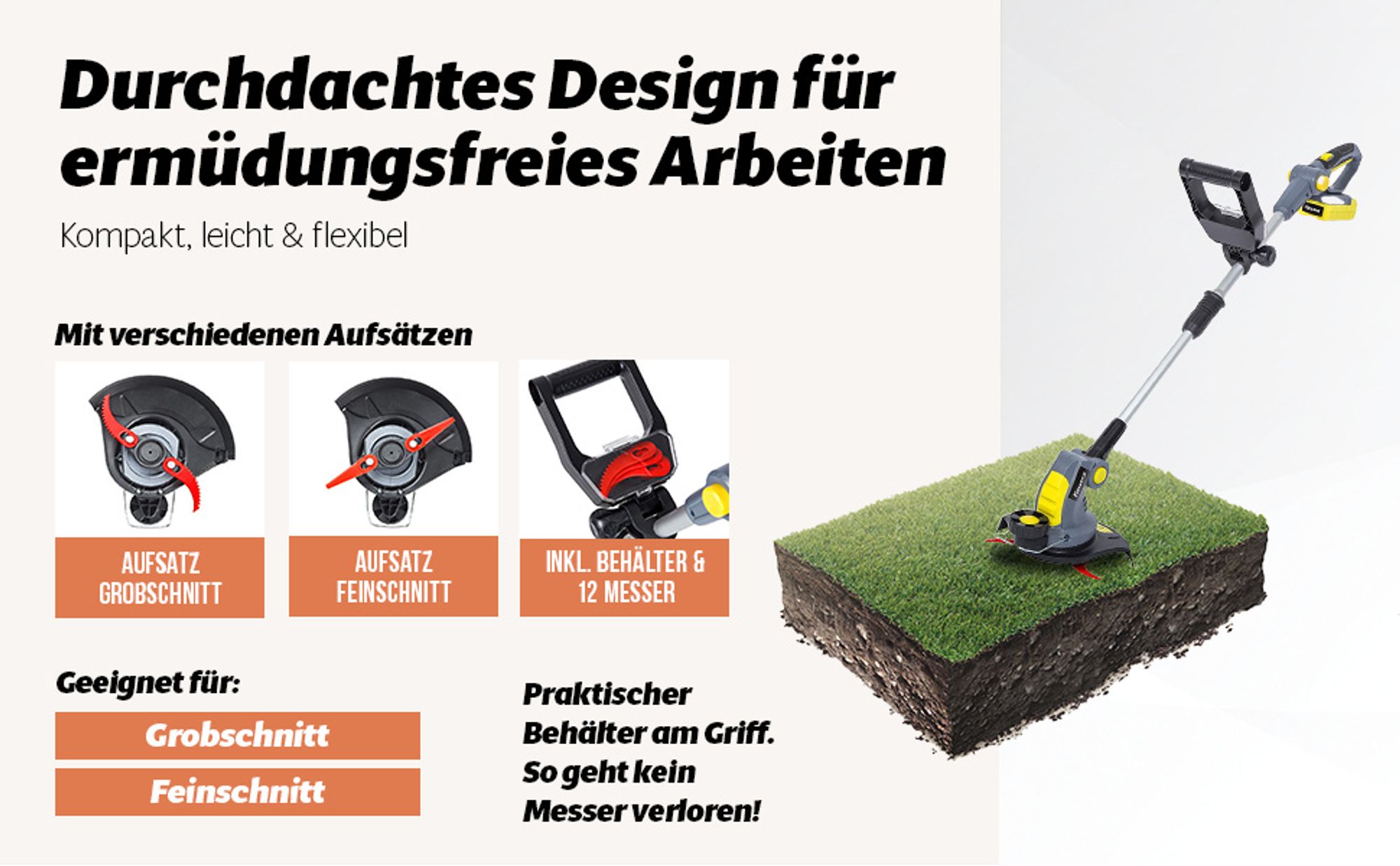 Akku Rasentrimmer Freischneider Motorsense mit 2Ah Akku und Ladegerät FANZTOOL