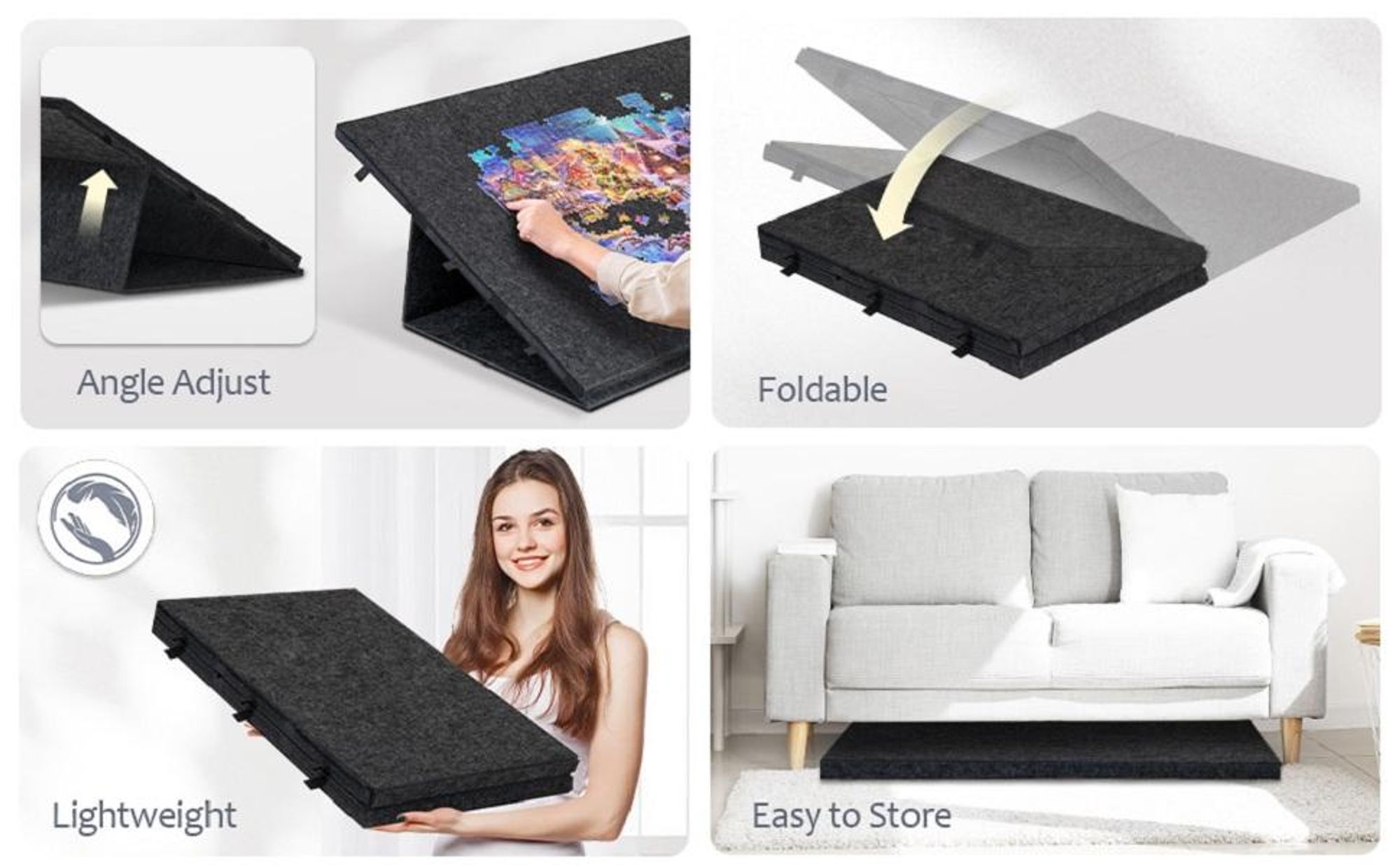 Puzzlebrett, Puzzletisch, Puzzle Plattform, 2-in-1 Puzzleständer & Abdeckung, mit 6 Schubladen, Tragbare Puzzle-Aufbewahrung für 1000 Teile