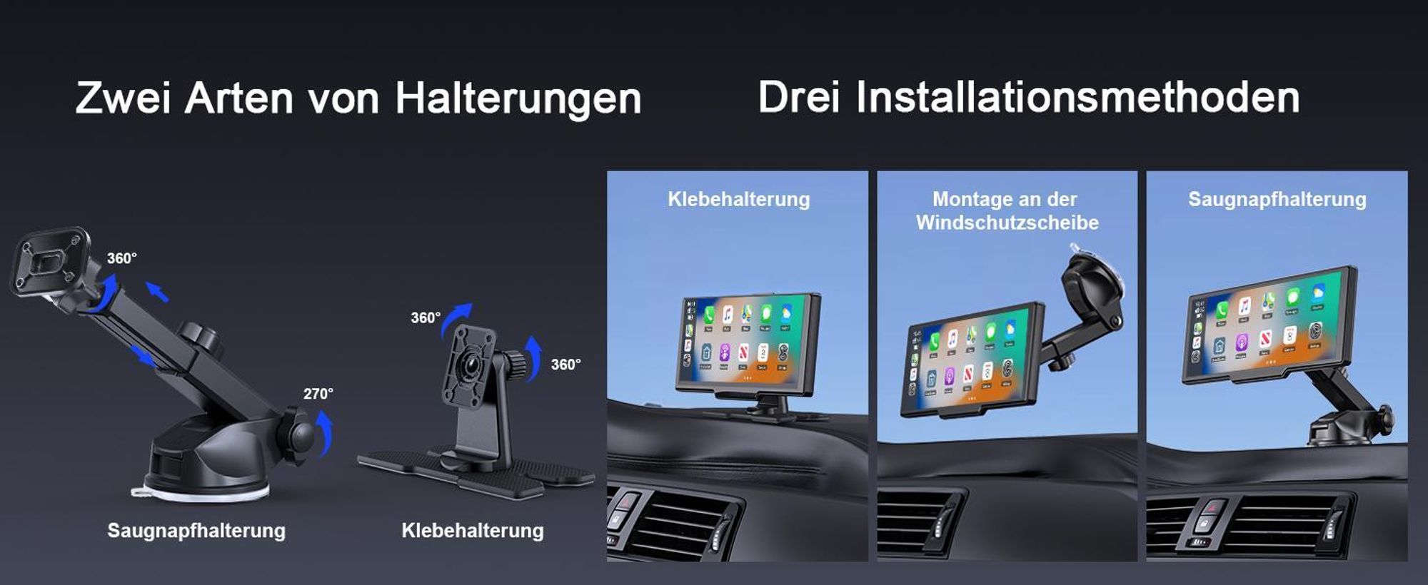 9.26 Zoll Monitor & Dashcam Kamera Carplay für Auto LKW PKW Wohnmobil 64GB Karte mit 1080P