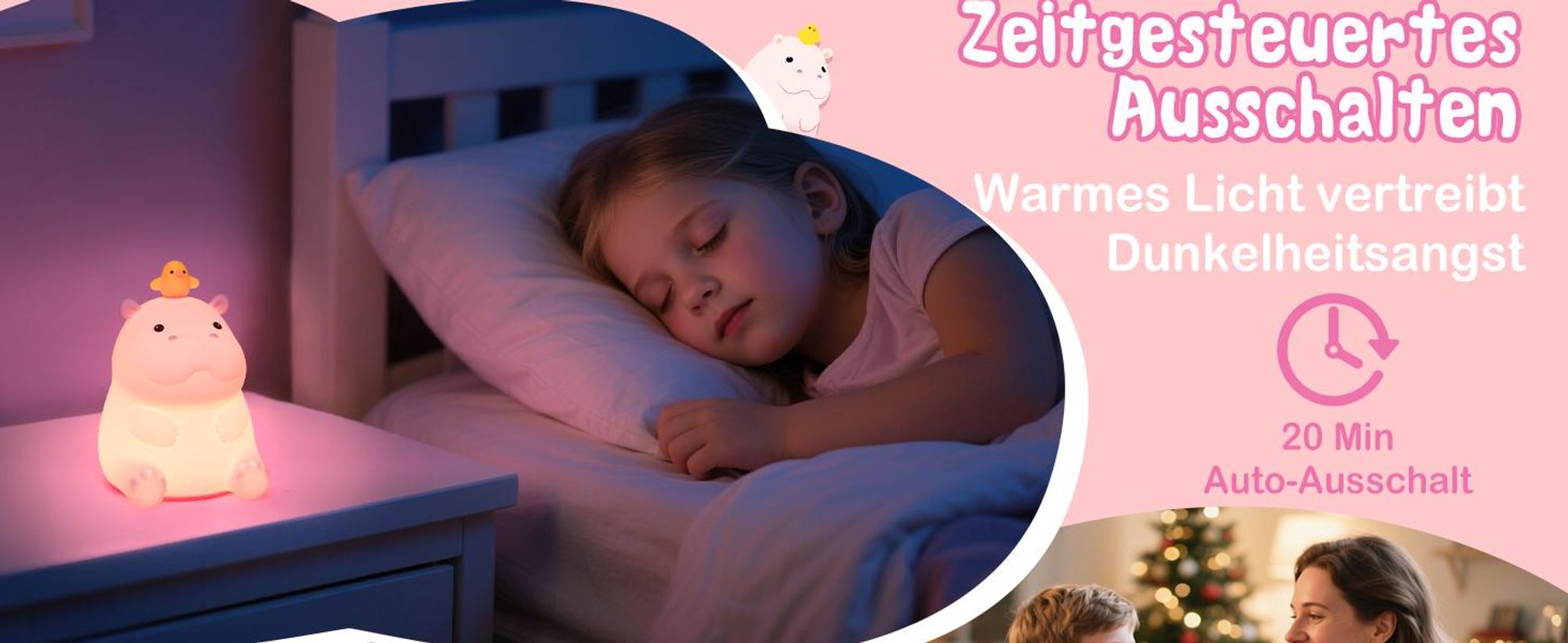 LED Nachtlicht Nilpferd, Silikon Birne Touch Nachtlampe USB-Aufladbar,Warmweiß,süßes Schlaflicht Kinderzimmer tragbare Schlafhilfe Stilllicht