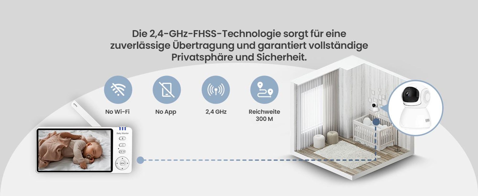 Extralink Reya Babyphone MO570 mit 5-Zoll-Monitor, VOX, 2,4 GHz