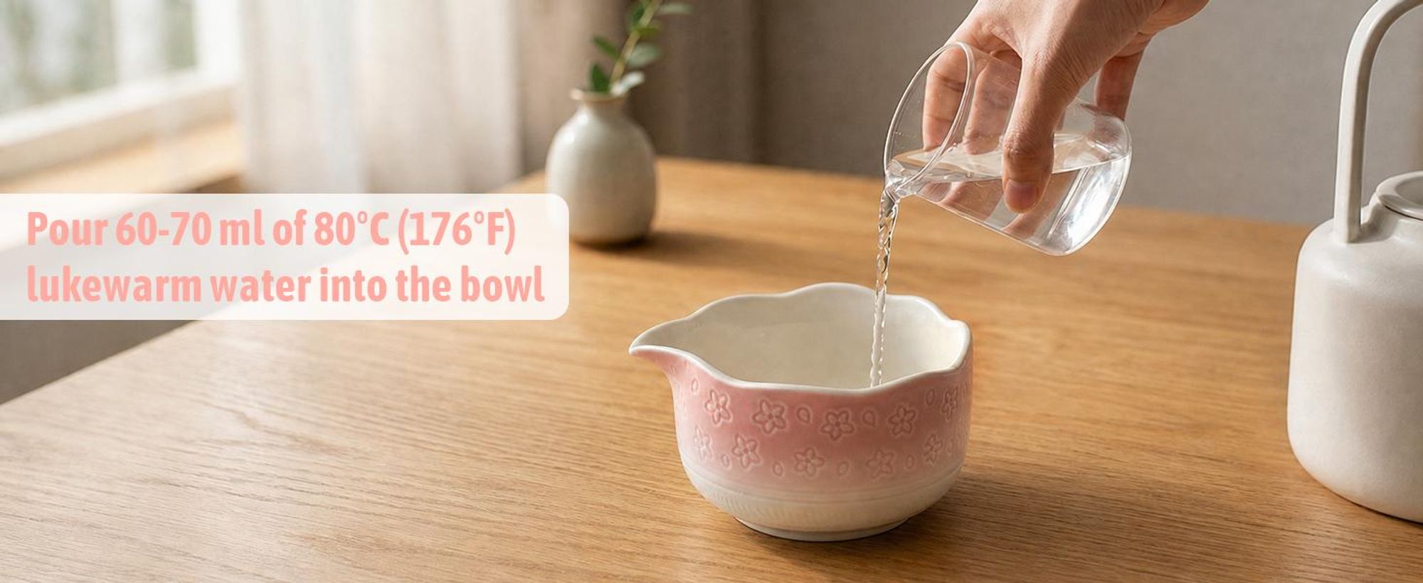 VONATES Matcha Set 9-tlg. mit Matcha-Schale, Bambus-Besener & Halter, Sieb, Löffel, Tuch, Eisform - Starter-Kit für Teezeremonie & Geschenk, Pink Farbverlauf