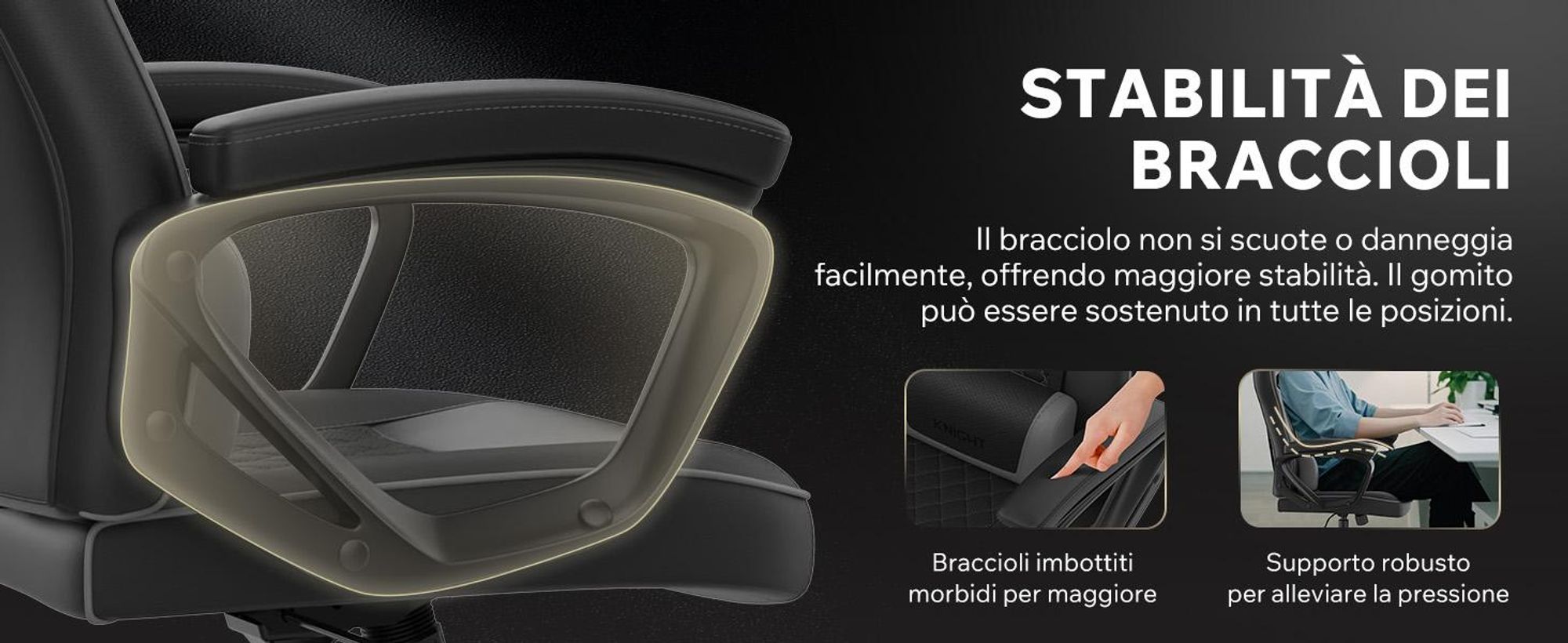 SENSE7 Knight Sedia da gioco ergonomica nera - Sedia da scrivania per PC Sedia da gaming Sedia da corsa per computer Gamer Ufficio Funzione oscillante fino a 120 kg