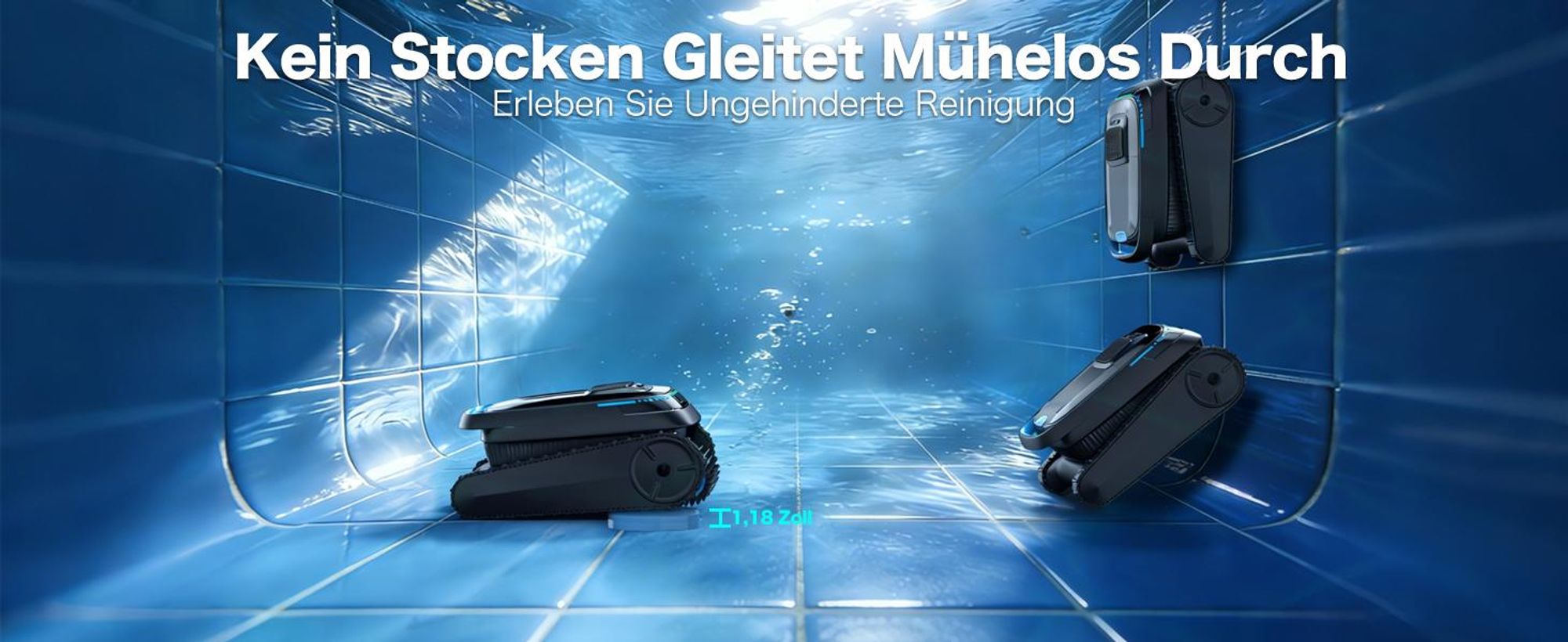 AIRROBO CP20 Poolroboter Kabellos Poolsauger Autoparken und Wandklettern, 3 Motoren 120 Min, für Boden/ Wand/Wasserlinie
